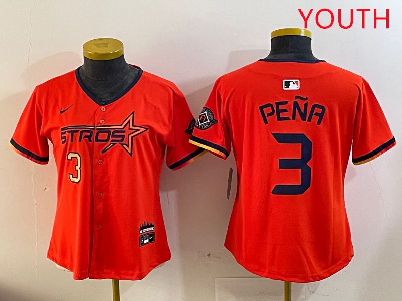 Youth Houston Astros Blank 3 Pena Three generations Joint Name 2025 Nike MLB Jersey style 3